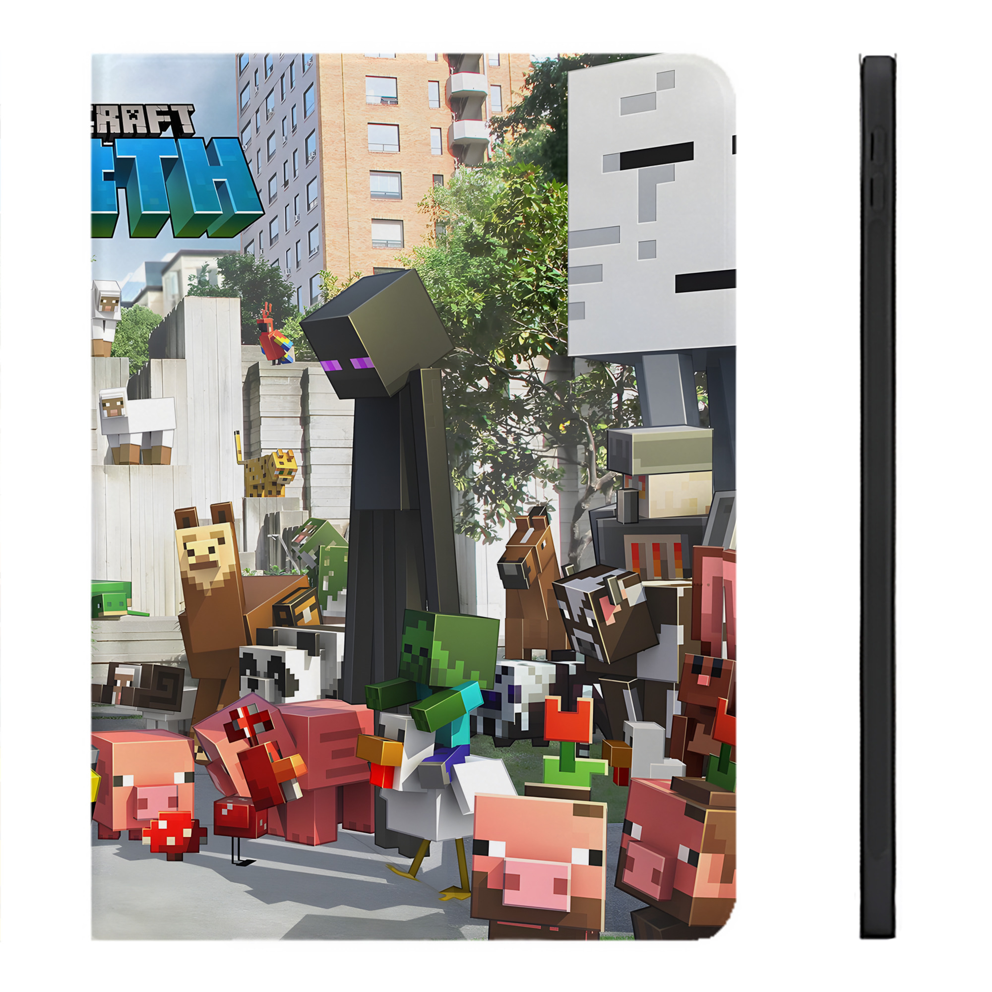 （画像用） マインクラフト ブロックの世界 Minecraft MC Block world IPadケース ペンホルダー付き ブックスタイルデザイン